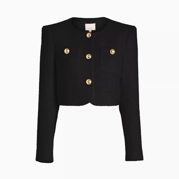 NWT Cinq a Sept 5a7 Auden Cropped Jacket - Black Noir Tweed Casual - Picture 5 of 6